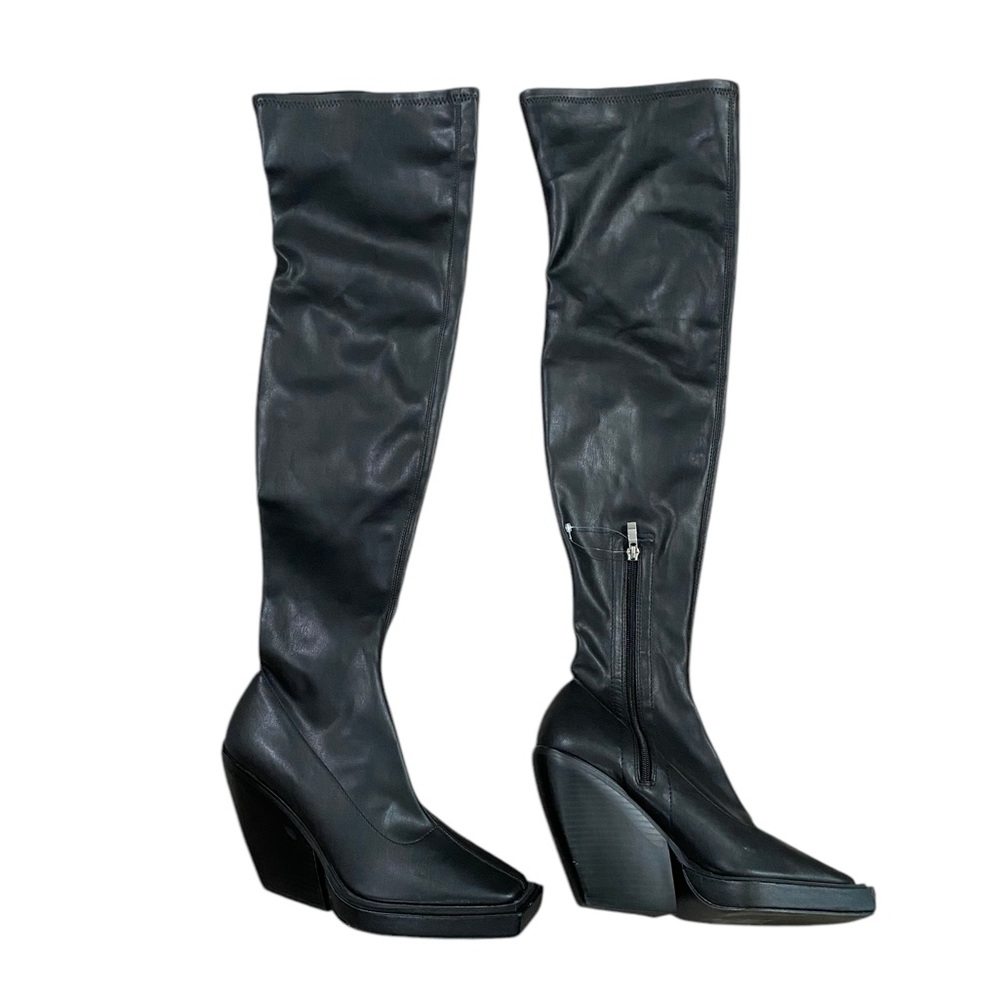 Public Desire Black Thigh High Heel‎ Boots Size 6